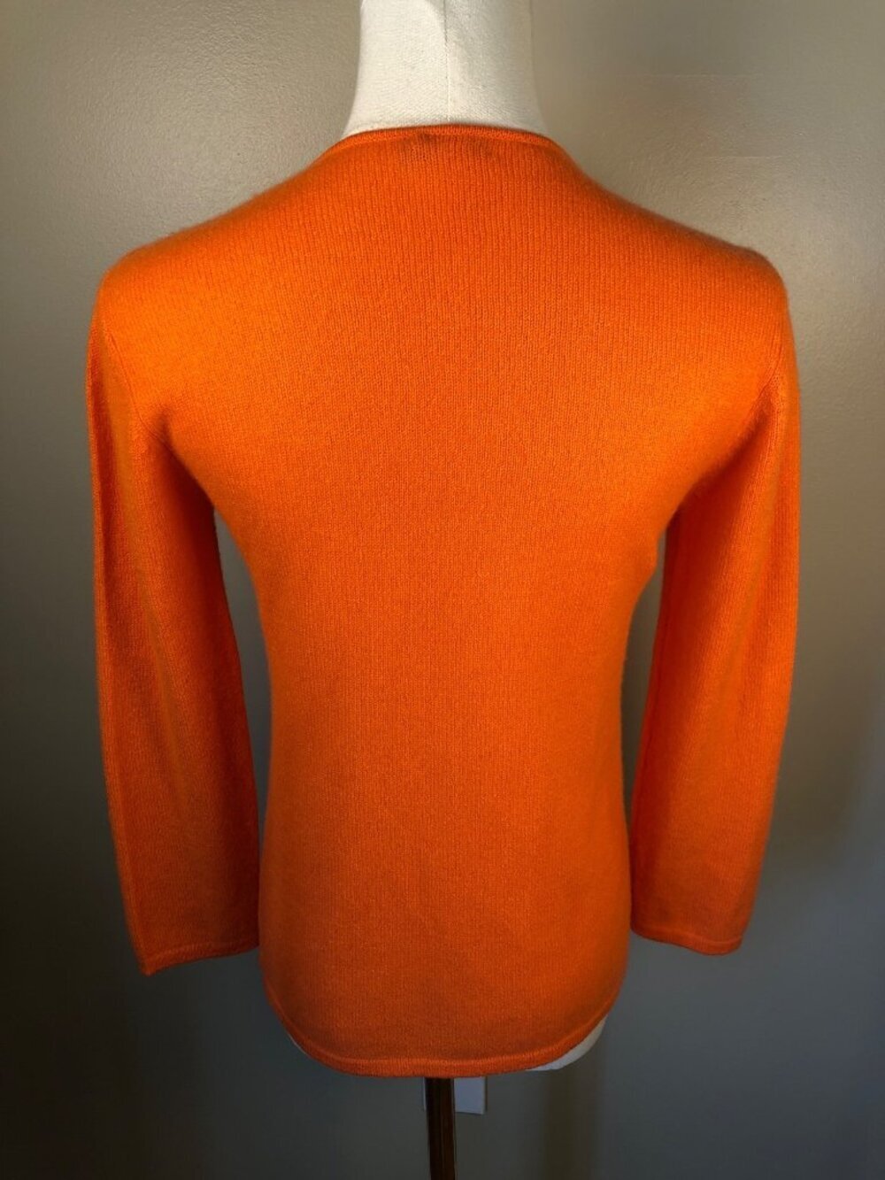 J McLaughlin 100% Cashmere Open Front Orange Cardigan Sweater Size XS - Picture 2 of 8